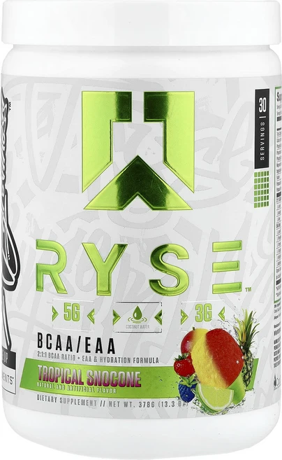 RYSE BCAA EAA 트로피칼 스노콘 378g (13.3oz), 3개 - 쿠팡