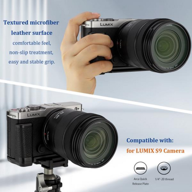 Panasonic 호환 LUMIX S9 카메라 본체 L자형 그립 브래킷용 Haoge HG-S9-B 핸들 손잡이 블랙, 01 China Mainland