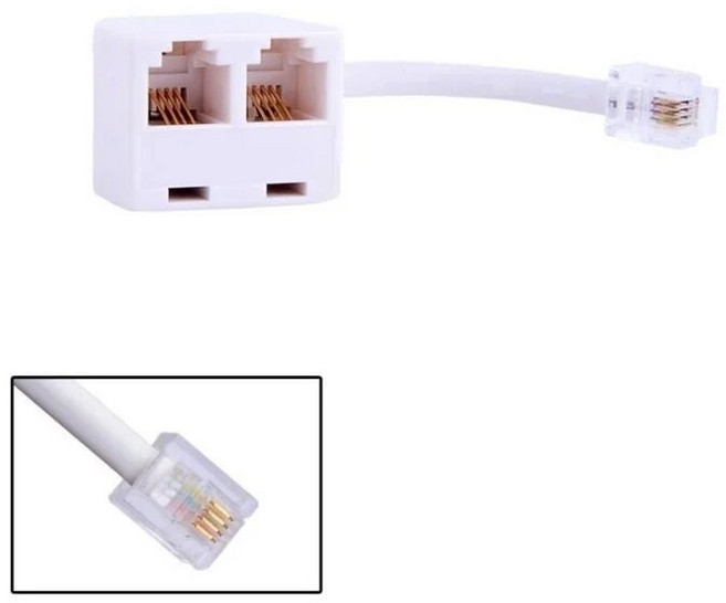 【勁祥科技】電話RJ11一分二 6P4C 電話轉接頭, 1個