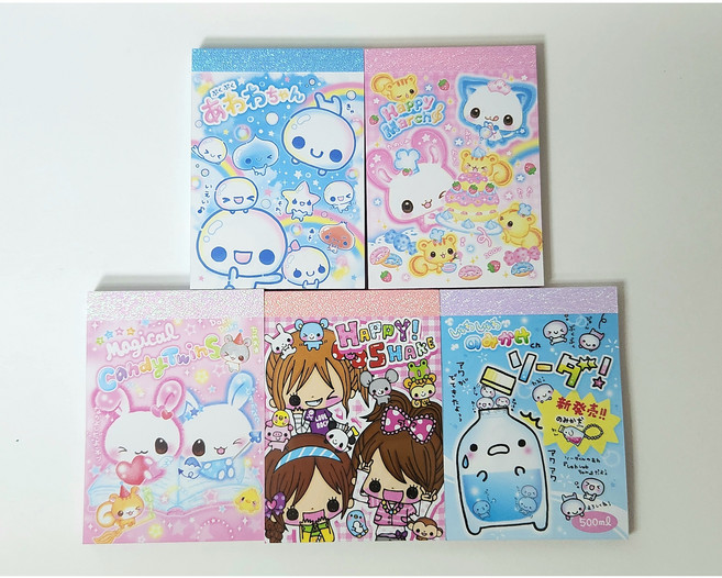 헤이세이 레트로 아와와짱 해피마치 미니메모지 수첩 편지지, 1번아와