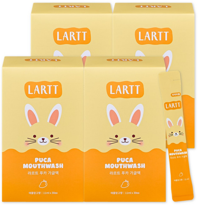 라르트 무알콜 충치예방 어린이가글 일회용 스틱 구강청결제 푸카 가글 애플망고향, 11ml, 120개