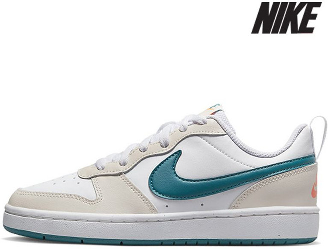 나이키 여성 운동화 GS 코트 버로우 로우 2 SE 오프 화이트 그린 BQ5448-017