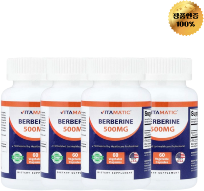 2+2 비타매틱 베르베린 500mg 베지 캡슐 60정, 4개