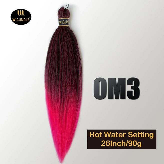 Kanekalon 26 인치 물 세트 Pre Stretched Jumbo Braiding Hair Box 트위스트 브레이드 여성용 합성 헤어, 01 26인치, 01 3 개/세트, 01 OM3