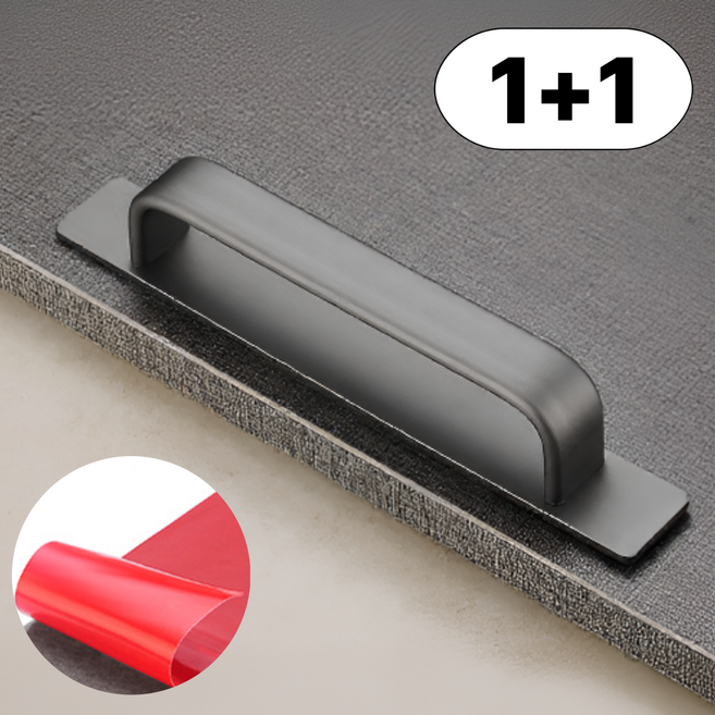 [1+1] 리브롬 강력 접착 무타공 손잡이 못이 필요없는 부착식 슬라이딩 도어 창문 베란다문 서랍 유리문, 2개, 회색