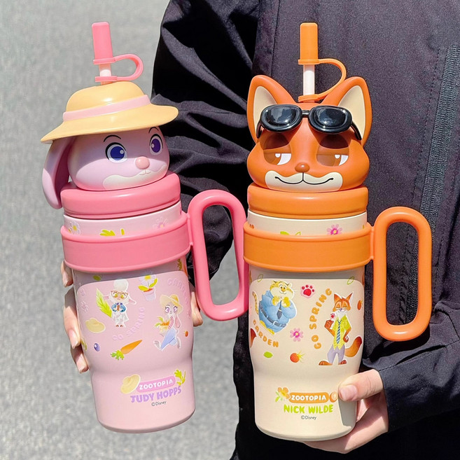 주토피아 보온 텀블러 대용량 빨대컵 캐릭터 물컵, 1개, 800ml, 주디