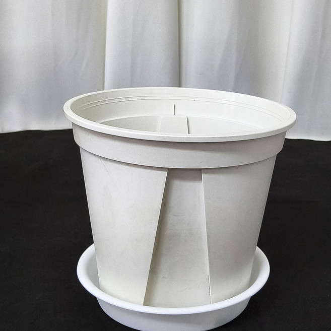 영농사 가네야 슬릿화분 18호 받침 포함 세트, 화이트, 3세트