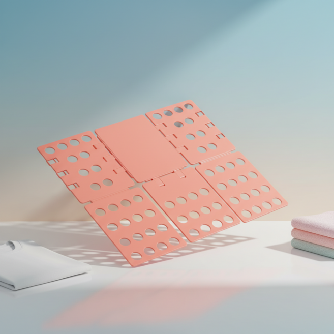 오니코 쉽고 빠르게 빨래 접는 옷 접기판, 1개, 핑크