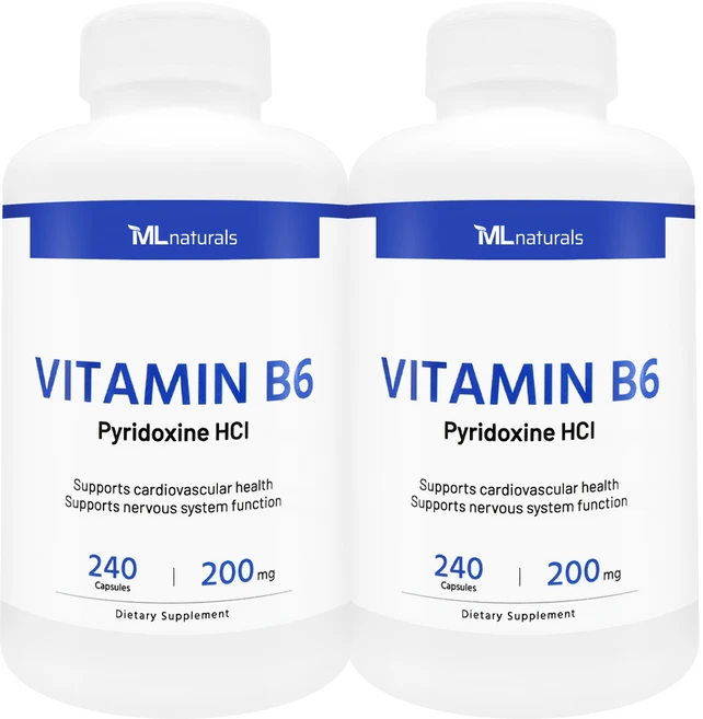 [미국빠른직구] 신제품 마이라이프 내추럴스 비타민 B6 (피리독신 HCI) 200 mg, 2개, 240정 - 쿠팡