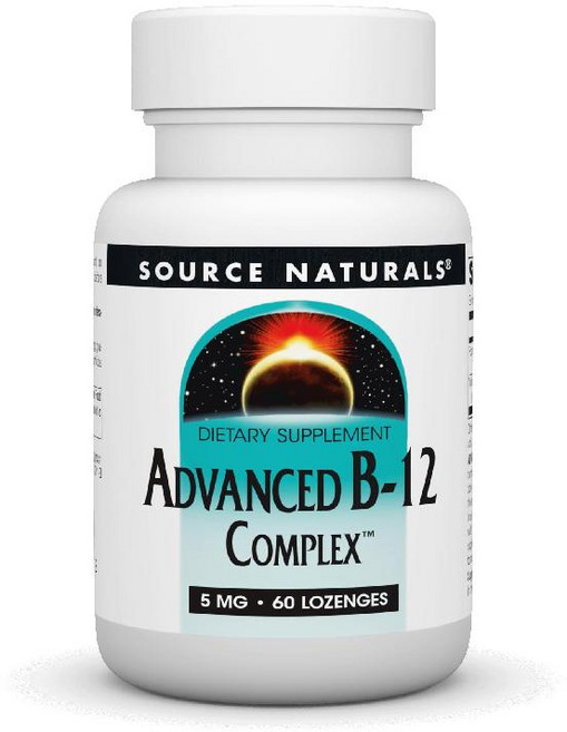 Source Naturals Product Image 어드밴스드 B-12 복합체 정상적인 엽산 대사 촉진 5 MG - 30 마름모꼴, 1개