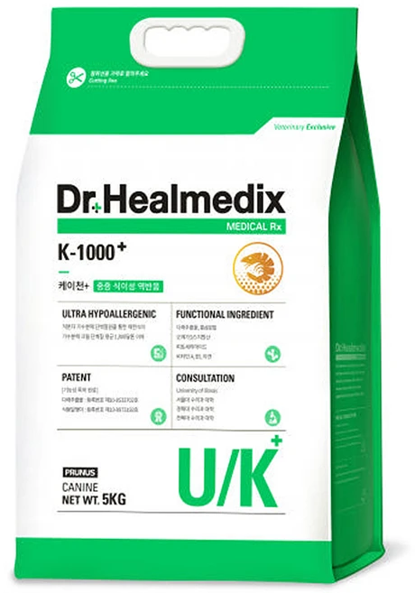 닥터힐메딕스 울트라 하이포알러제닉 K-1000 플러스 U/K 5kg 강아지 처방사료, 1개, 피부/피모+알러지 - 쿠팡