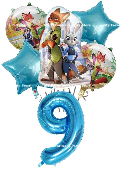 올스토어 주토피아 테마 호일 숫자 풍선 세트 애니메이션 영화 키즈 주디 토끼 파티 장식 크리스마스 품, 12 NO.9
