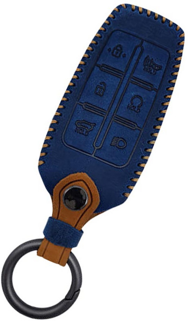 제네시스 6버튼 (호환) 가죽 스마트키케이스, 네이비, 1개