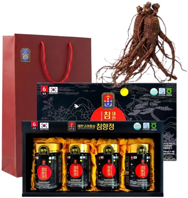 대한고려홍삼 침향정 홍삼근 홍미삼 국내산홍삼 원기회복 진세노사이드 240그램 4병, 1세트, 960g