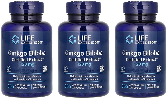 라이프익스텐션 3개X 징코 빌로바 은행 120mg 베지 캡슐 365정, 365개입, 3개 - 쿠팡