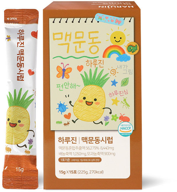 하루진 맥문동시럽 맥문동즙 천문동 구기자 도라지 함유 1박스, 15개, 15g