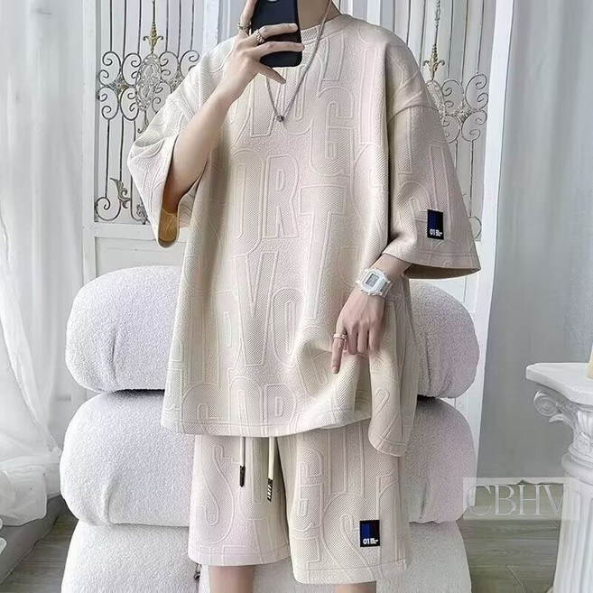 CBHV 남성 루즈핏 반팔 세트 빅사이즈 캐주얼 데일리룩 남성 스트릿 패션 세트