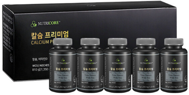 뉴트리코어 WCS 칼슘 프리미엄 비타민D 162g, 120정, 5개