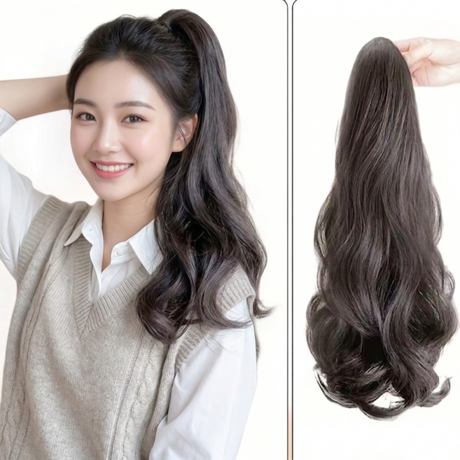 몬티르 똥머리되는 집게형 연예인 포니테일 가발 55cm, 1개, 브라운 블랙