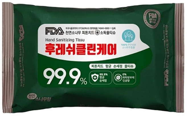 후레쉬클린케어 물티슈(30매) 피톤치드 100천연성분 모든피부 무자극 상쾌함, 1개, 30매