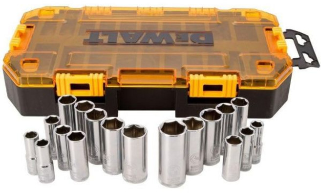 DEWALT DWMT73812 공구 키트 38 드라이브 딥 소켓 세트 20개입, 0.9cm(3/8인치) 드라이브, 1
