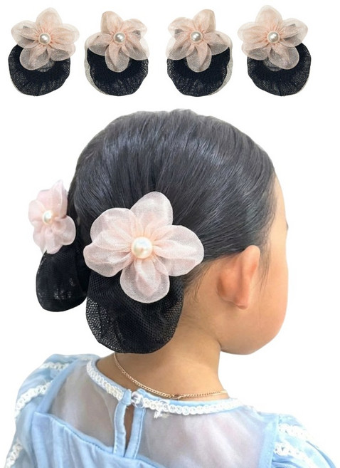 애셋맘 어린이 공주 발표회 꽃 진주 머리핀 머리 헤어망 4개세트(4p)