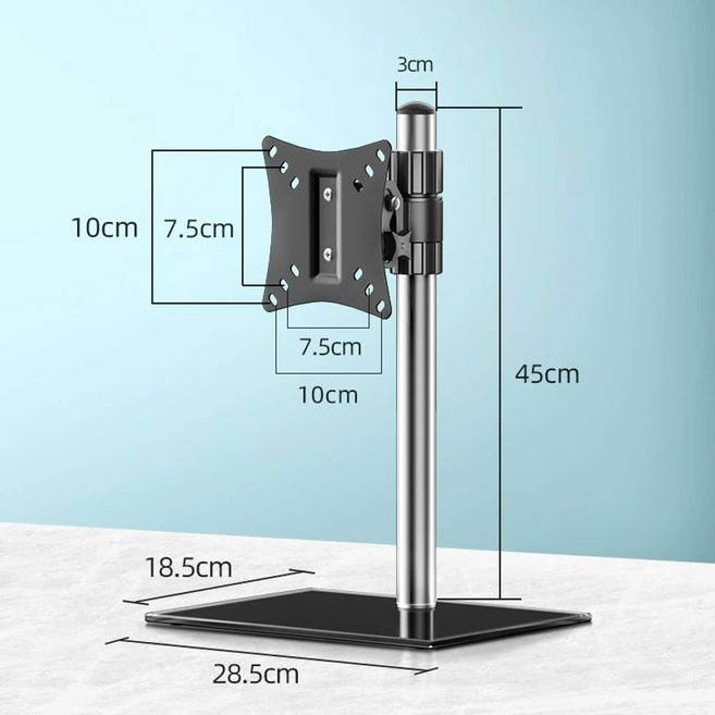 기본 모니터 거치대 테이블 스크린 스탠드 받침대, 1개, 7. 검정-유리받침대-45cm(14-27인치)