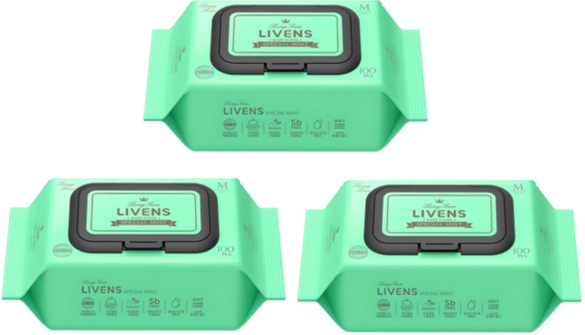 리벤스 스페셜 민트 유아물티슈 캡형, 40g, 100매, 3세트