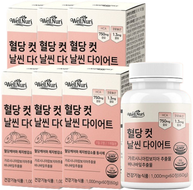 내장지방감소 혈당컷 날씬 다이어트 웰누리, 6개, 60정