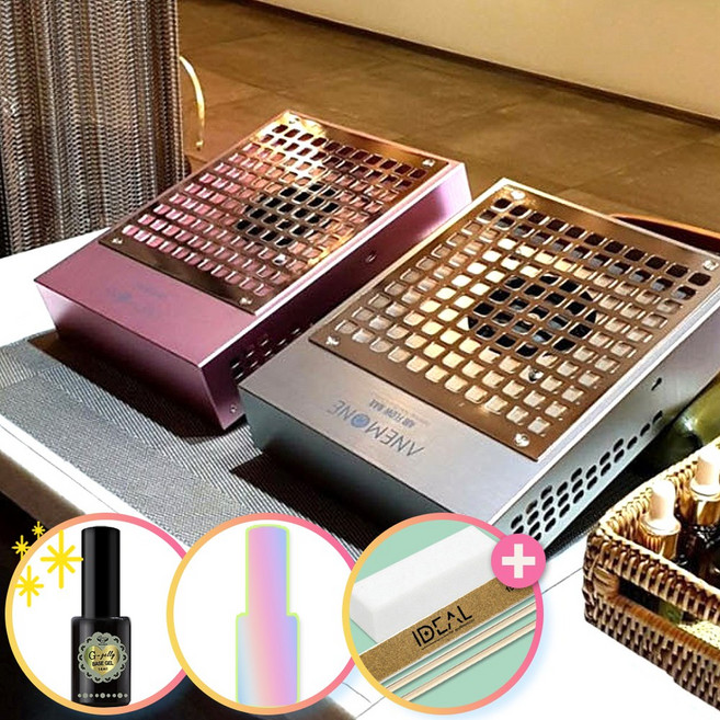 [사은품증정] 아네모네 흡진기 무선흡진기 네일흡진기+ 지젤리+ 랜덤컬러젤+ 우드화일세트 증정, 1세트, 실버