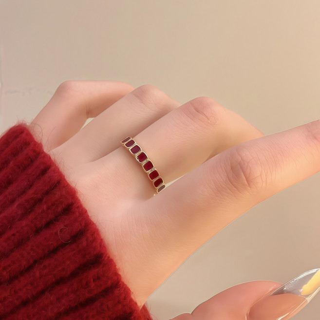 COCOYOU 여성 14K 도금 세련된 레드 스톤 반지 WPA-75