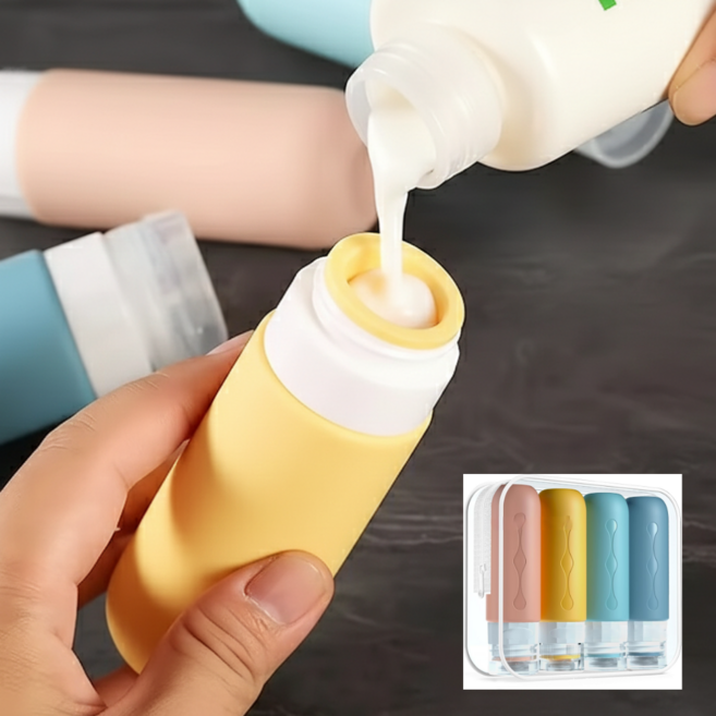 탑픽 여행용 실리콘 공병 수영장 샴프통 세트, 1세트, 혼합색상