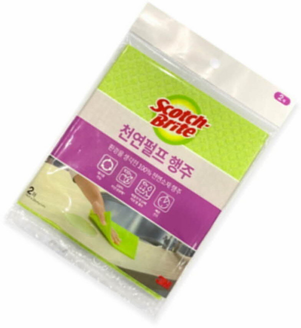 스카치브라이트 천연펄프 행주 애플그린 2P 생분해행주 펄프행주