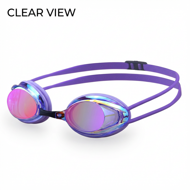 [저항 최소화] 클리어뷰 성인 물안경 여성 남자 수경, 1개, 퍼플