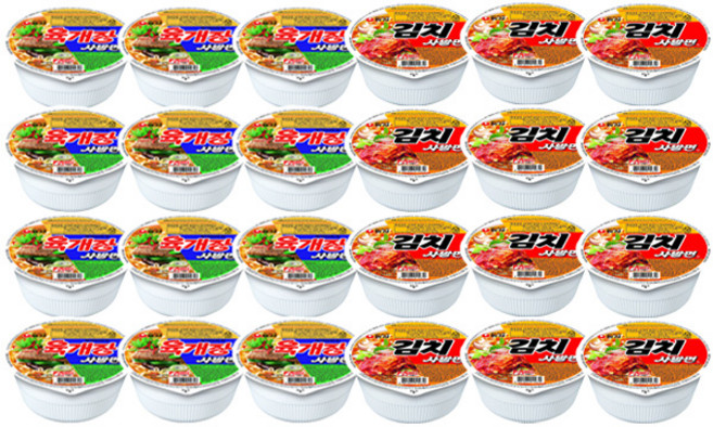 컵라면 사발면 24입(농심 육개장 사발면12개+농심 김치 사발면12개), 1개