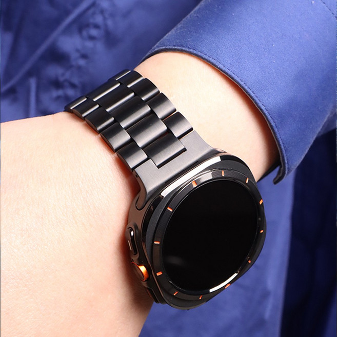 그레너 갤럭시워치 7 6 5 4 메탈 스트랩 버튼 호환 날개형, 블랙