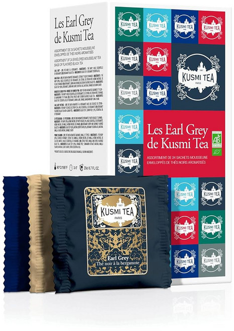 쿠스미 티 - 아이스 선물 세트 샘플러 구색 버라이어티 박스 남녀를 위한 아이디어 맛 인퓨전 히비스커스 루이 녹차 아이코닉 블렌드 6가지 티백 24가지, The Earl Grey