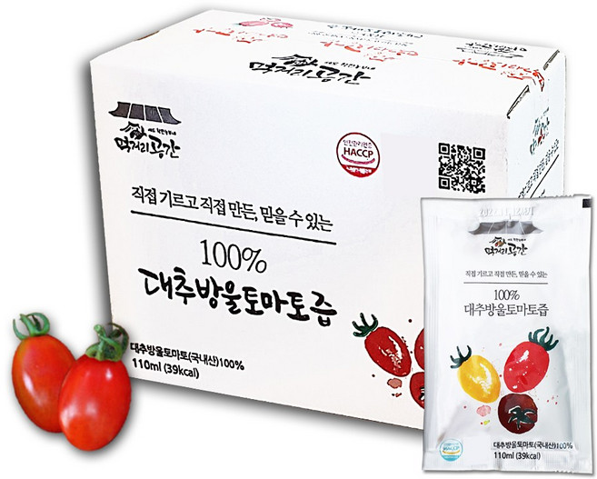 [먹거리공간 직영몰]대추방울토마토즙 30포 50포 HACCP인증 로열과 100%, 50개, 110ml