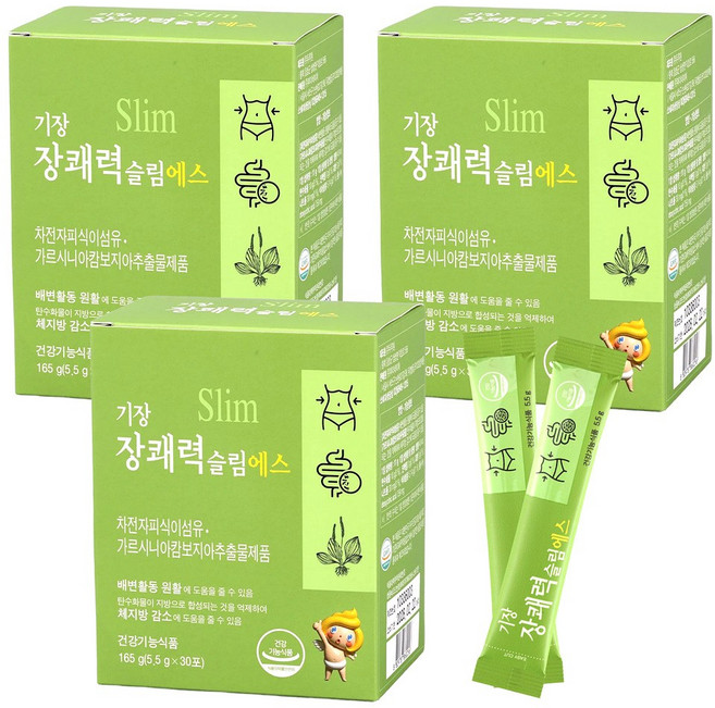 기장 장쾌력슬림에스 쾌변 차전자피 식이섬유 영양제, 5.5g, 90개