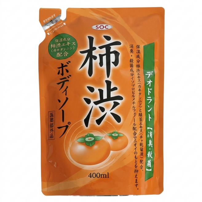 SOC 일본 단감 바디워시 리필 400ml 노네랄 탄닌 등드름 노인냄새 제거 천연, 1개