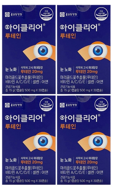종근당건강 아이클리어 눈사랑 루테인 30캡슐, 30정, 4개
