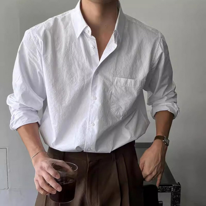 옌츠 남자 긴팔 면 마 셔츠 패션 박시 리넨 카고 셔츠 JNN0325