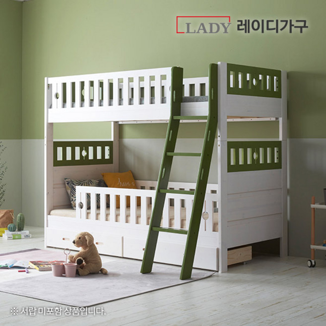 레이디가구 드림 분리형 이층침대 가드 매트, 삼색[화이트워시+그린오렌지포인트]