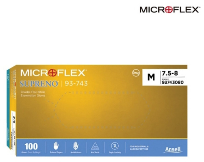 93-743 마이크로플렉스 microflex 니트릴장갑 supreno 수프리노, 1개
