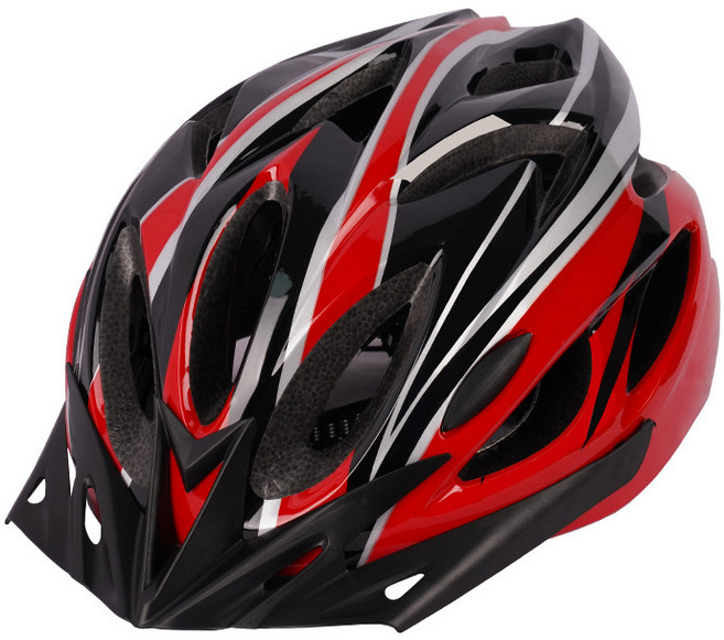 一件代發騎行頭盔一體成型男女山地公路自行車頭盔騎行裝備安全帽, 紅黑