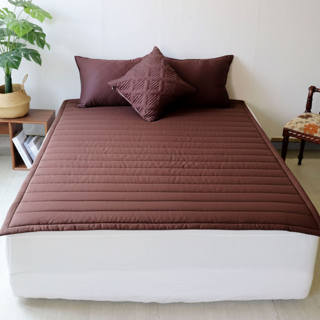 디메이드베딩 직접제작 60수 순면 텐셀 모달 누빔 미끄럼방지 침대패드 90x200 슈퍼싱글 퀸 라지킹 돌침대패드, 모달패드 브라운