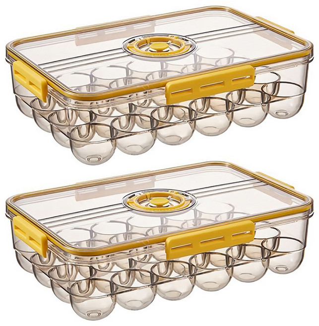 세정컴퍼니 계란 트레이 2P 락 보관함 냉장고 달걀 케이스 24구, 2P 옐로우