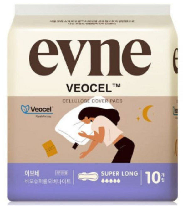 이브네 비오셀 생리대 날개형, 오버나이트, 10개입, 5개