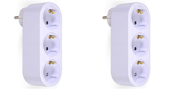 현대일렉트릭 국산 회전형 멀티탭 3구 1+1, 1세트, 화이트, 134mm