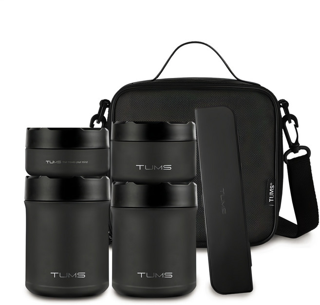 텀스 스톤 보온도시락 4종 1500ml, 블랙, 1개